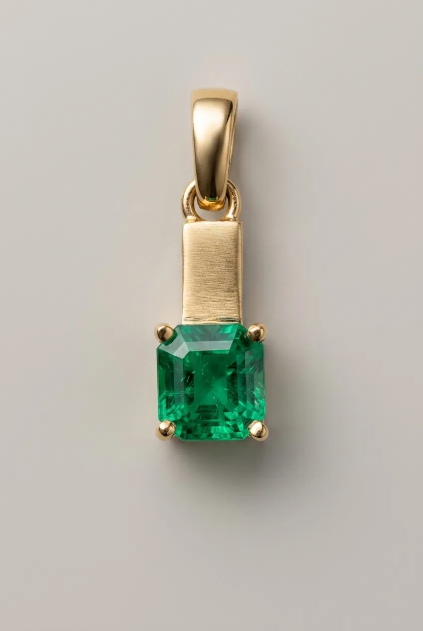 Colombian Legacy — Colombian emerald pendant, asscher cut, 18k gold